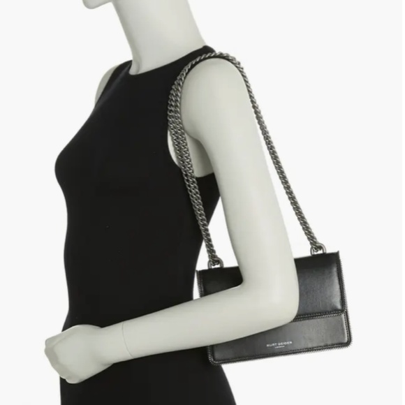 New🖤🐆Kurt Geiger Shoreditch Black Small Leather & Genuine Calf Hair Bag - Picture 2 of 5